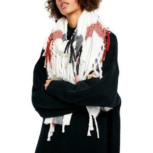 Free People Valley Plaid Fringe Cozy Oversized Blanket Scarf